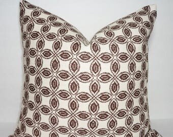 FALL is COMING SALE Annie Selke Tala Chocolate Geometric Pillow Cover Decorative Throw Pillow 18x18