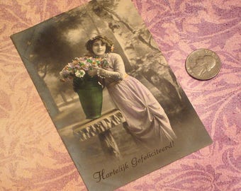 Antique Postcard German Edwardian Lady