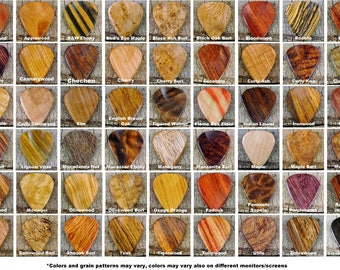 Pickslay's Guitar Pick Collection - ONE Wooden Guitar Pick - (Choose Wood Type) - Exotic Woods - Rare Woods Domestic Woods-Wood Guitar Pick