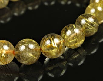 Beautiful ~ Golden Rutilated Quartz Stretch Bracelet - 7 " Length - B7313