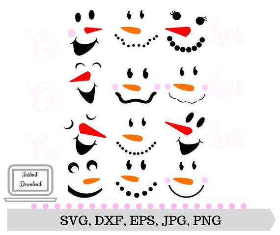 Download Snowmen SVG Snowman Faces SVG Silhouette Cut Digital Cut