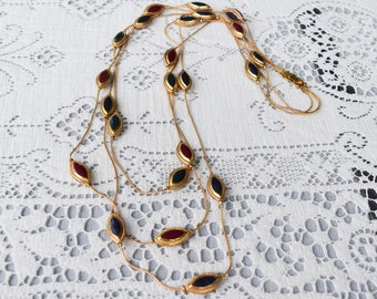 Fall Colors Long Triple Strand Necklace