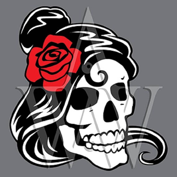 Download Free SVG She Skull Halloween Svg Female Skull Dxf Cutting File P.....