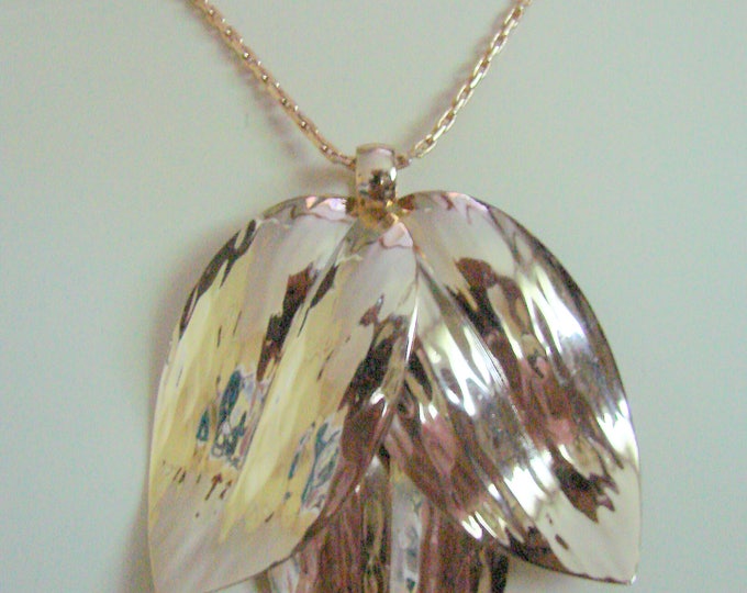Vintage Napier Goldtone Floral Pendant Statement Necklace / Designer Signed / Jewelry / Jewellery