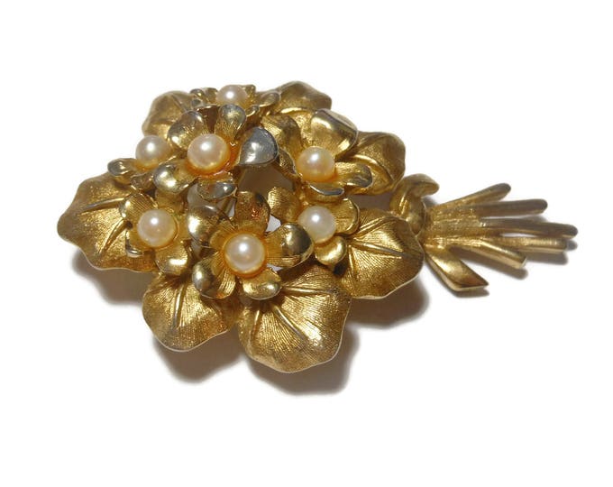 Boucher violets brooch with cultured pearl part of the Flower of the Month series, February birthday gift, numbered 8368