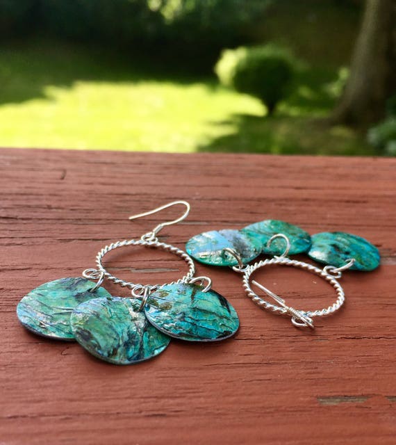 Turquoise "Simply Chandelier" Mussel Shell Earrings