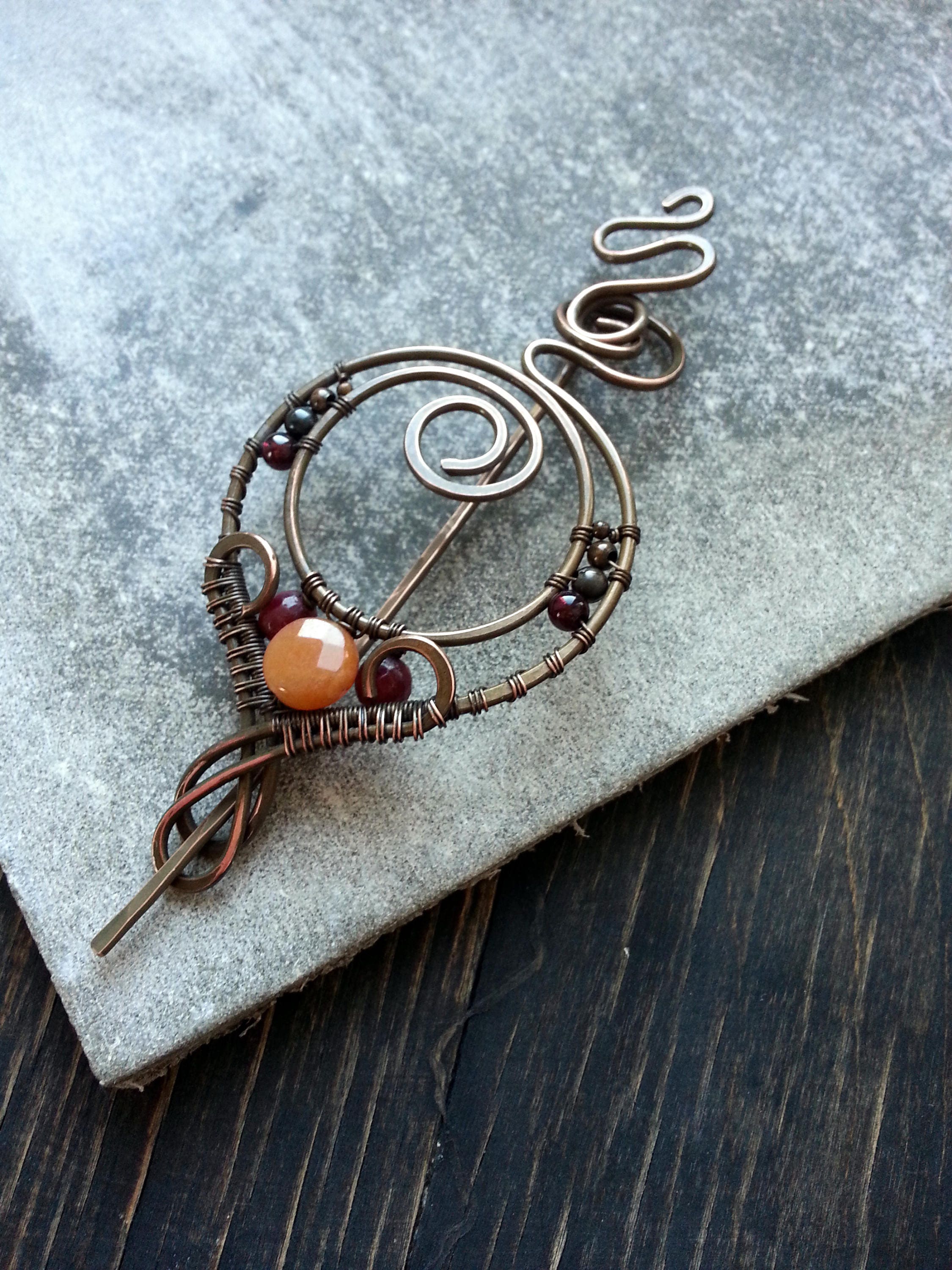 Wire Wrapped Copper Shawl Pin Copper Wire Shawl Pin Scarf 