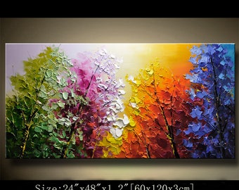 contemporary wall art,Palette Knife Painting,colorful Landscape painting,wall decor,Home Decor,Acrylic Textured Painting ON Canvas Chen 0821