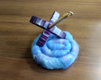 Turkish drop spindle SpectraPly Teal and Charcoal small