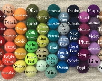 2.5 cm Wool Felt Balls, Felt Balls, Pom Pom Balls, Wool Felt Pom Poms, Felted Balls, Loose Felt Balls, Pick Your Own Colors