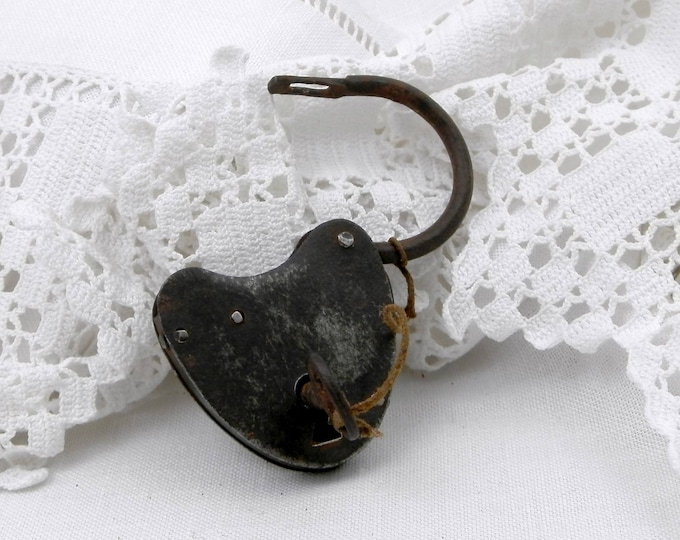 Antique Heart Shaped Black Iron Working Padlock with Original Key From France, Steam Punk Decor, Lock Collection, Love Lock Wedding Gift Antique Heart Shaped Black Iron Working Padlock with Original Key From France, Steam Punk Decor, Lock Collection, Love Lock Wedding Gift
