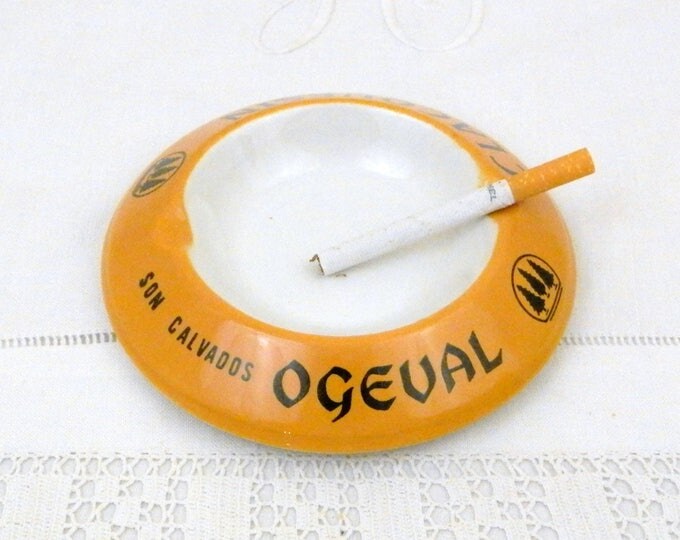 Vintage Mid Century 1960s Ceramic Publicity Ashtray for Clacquesin Ogeval Calvados from France, Tobaccina
