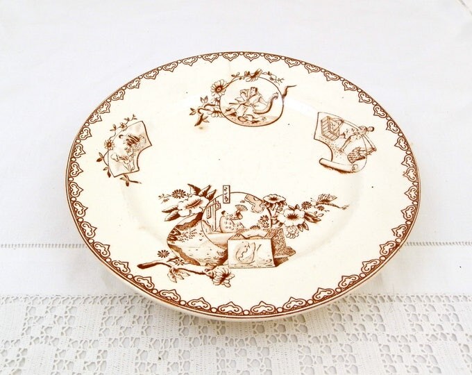 Antique French Ironware / Terre de Fer Cake Stand by Clairefontaine 1880 Japanned Pattern, Footed Serving Plate, Fruit Bowl, Tazza, Comport