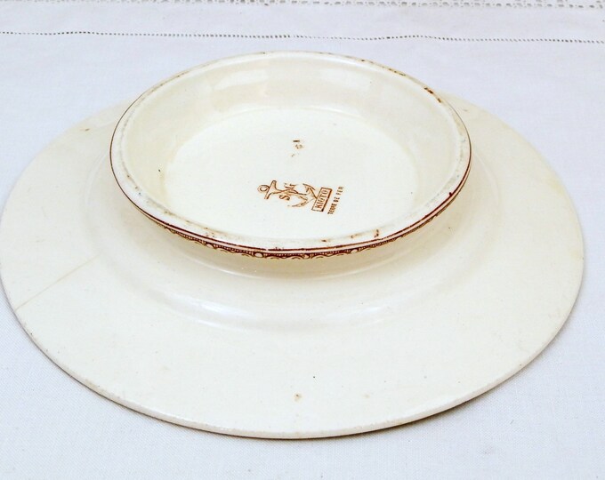 Antique French Ironware / Terre de Fer Cake Stand by Clairefontaine 1880 Japanned Pattern, Footed Serving Plate, Fruit Bowl, Tazza, Comport