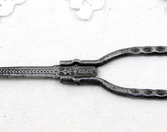 Antique French Decorative Folding Iron Metal Button Hook, 19th Century Traveling Clasp Locker From France, Victorian Buttonhook