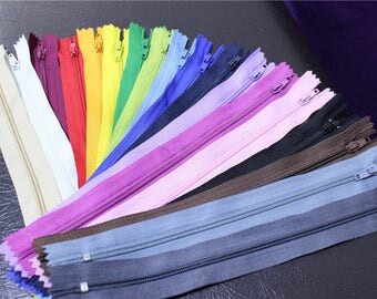 18 pcs mixed color 19cm zips