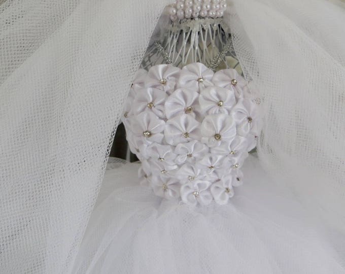 Wedding Table Centerpiece, Bridal Shower Decoration, Bridal Dress Form, Wedding Shower Decor, Tulle Bridal Gown and Headpiece
