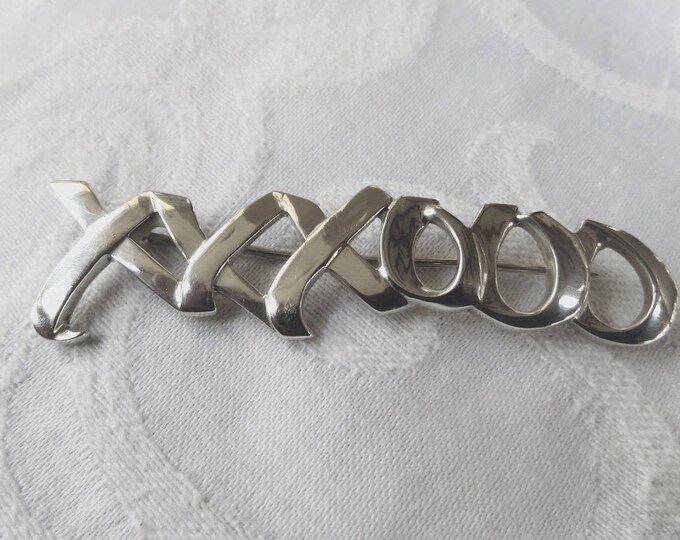 Vintage Tiffany Hug and Kiss Brooch, Paloma Picasso for Tiffany & Co. Pin, Sterling Tiffany Jewelry, Valentines Day Gift,