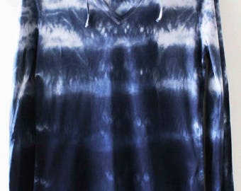 Women's tie dye hoodie XL/Denim blue ladies hoodie