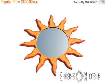ON SALE 33 % Decorative Wall Mirror orange and yellow sunburst mirror round mirror EXTRA Large Wall Mirror round mirror sun mirror large rou