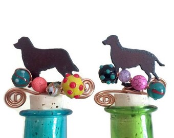 GOLDEN RETRIEVER or LABRADOR Retreiver Rusty Rustic Rusted Metal Decorative Wine Bottle Cork Stopper Topper