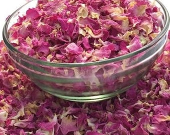 EDIBLE ROSE PETALS Tea Organic Premium, 1-6 Cups, Culinary Bulk Loose Dried Flower Cake Decoration Topper Sprinkle Dessert Pink Vegan Toss