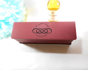 Personalized Rose / Wine Leatherette Wine Box, Custom Engraved Wedding Wine Box, Ceremony Wine Box, Corporate Gift