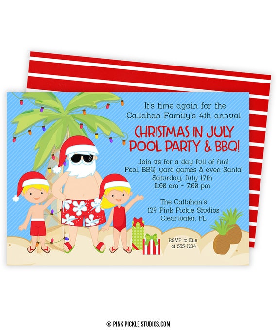 Christmas in July Invitation Christmas in July Summer