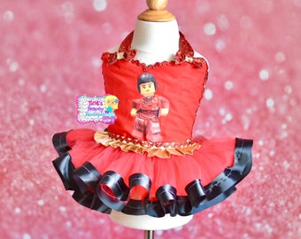 Inspired by Nya Lego Girl Tutu Dress Costume/Halloween Tutu/Halloween Dress/Pageant Wear/Girls Halloween Costume