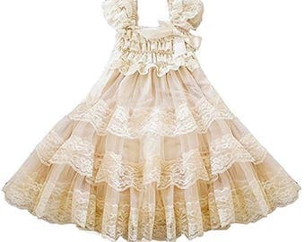 Ivory Lace Ruffle Dress Girl Dress Children Dress
