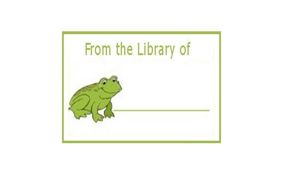 Frog Book Label Printable Frog Label Digital Download
