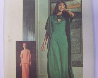 Vintage 1970s Simplicity 9246 Jiffy Knits CAFTAN, Top, Pants Pattern sz 16 Bust 38" UNCUT