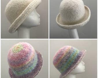 Felted Derby Hat Pattern - Two Styles and Flower