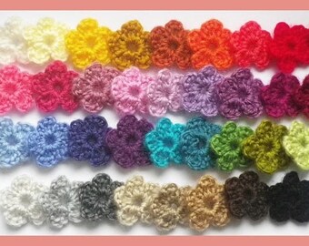 40 flowers applique crochet woolen 2.5 cm