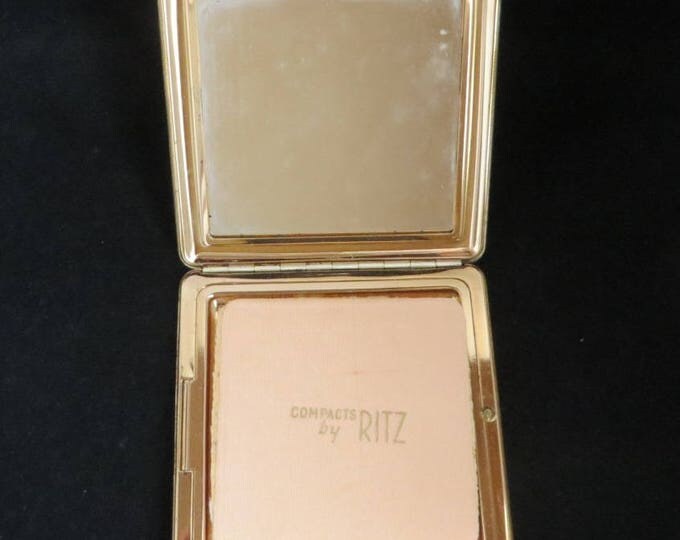 Ritz NY Compact, Vintage Silver Tone Gold Tone Square Makeup Compact, Collector's Compact