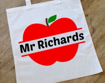 thank you teacher, teacher tote bag, personalised teacher present, teacher appreciation gift, teacher bag, teacher gift, teaching assistant