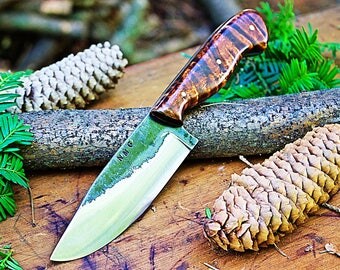 Personalized "Washington 2" Hand Forged Knife with curly maple handle