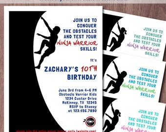 Ninja Warrior Invitation Birthday Party Obstacle Course American Ninja Warrior Party Warped Wall Invite Kids Ninja Party Boy Girl Parkour
