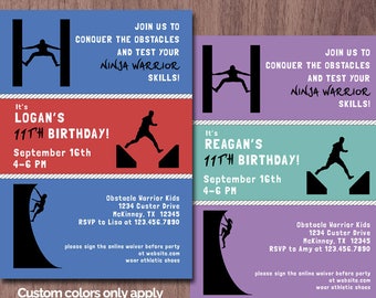 Ninja Warrior Invitation Birthday Party Warped Wall Obstacle Course American Ninja Warrior Party Invite Kids Ninja Party Boy Girl Parkour