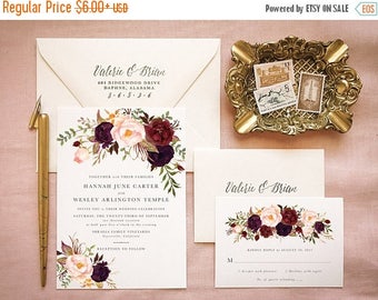Marsala Wedding Invitation Suite for Bohemian Wedding