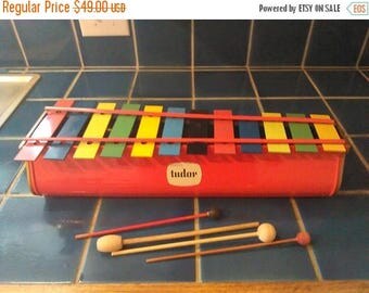 late Summer Sale Tudor Xylophone / Large 12 Key Toy / 1950-1960's