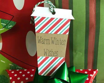 Coffee Cup Holiday Gift Tag (Set of 6)