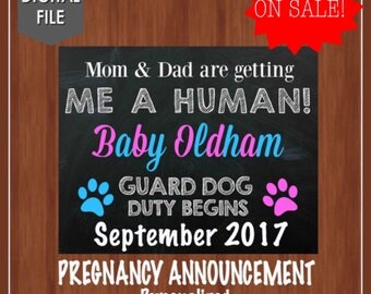 ON SALE - Dog Pregnancy Announcement - Pregnancy Announcement with Dog - Baby Announcement - Mom & Dad are getting me a human - Digital File