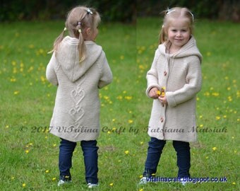 Knitting Pattern - Hearts Queen Coat (Toddler, Child and Teen sizes)