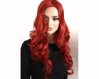 30 inch long curly rusty red wig for daily wearing. made to order.