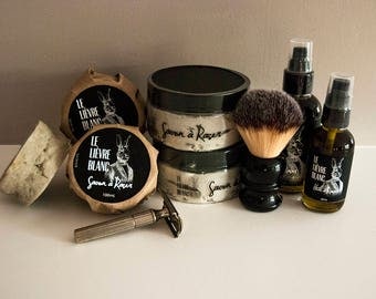 Shaving Lubricants Kit - Shaving Soap and Shaving Oil - Complete Sensory Experience - Great Men Gift idea - Wet shaving