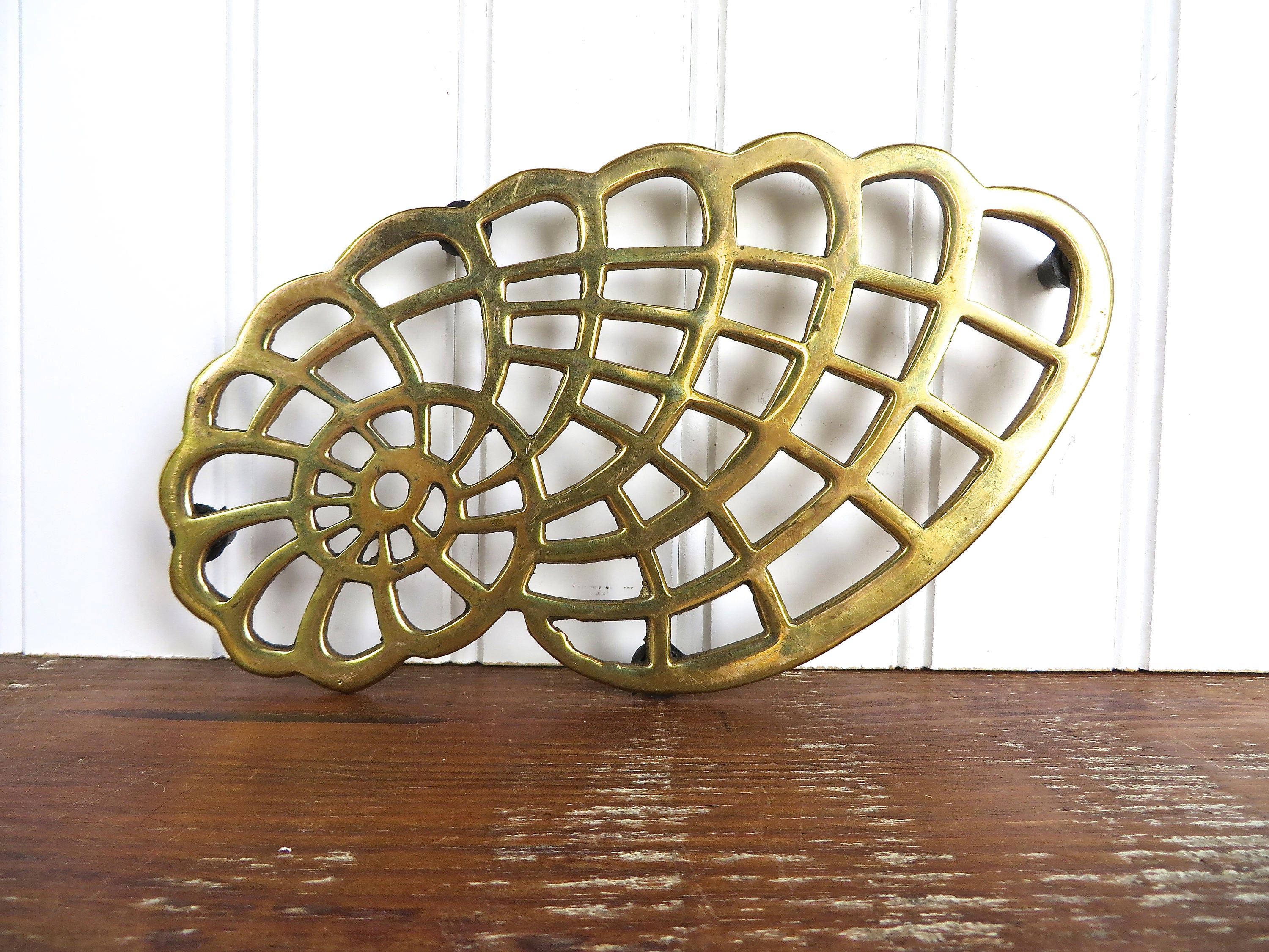 Vintage Brass Seashell Trivet Brass Shell Hot Plate Gold