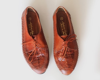 vintage woven leather oxfords