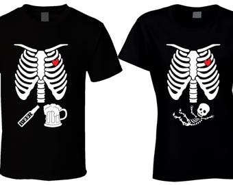 Maternity T-shirts Matching Halloween Couples Shirt Pregnant Skeleton Shirt Pregnancy Announcement Best selling items mother to be