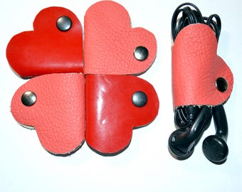Cord holder cord organizer earbud holder leather Travel Gift
